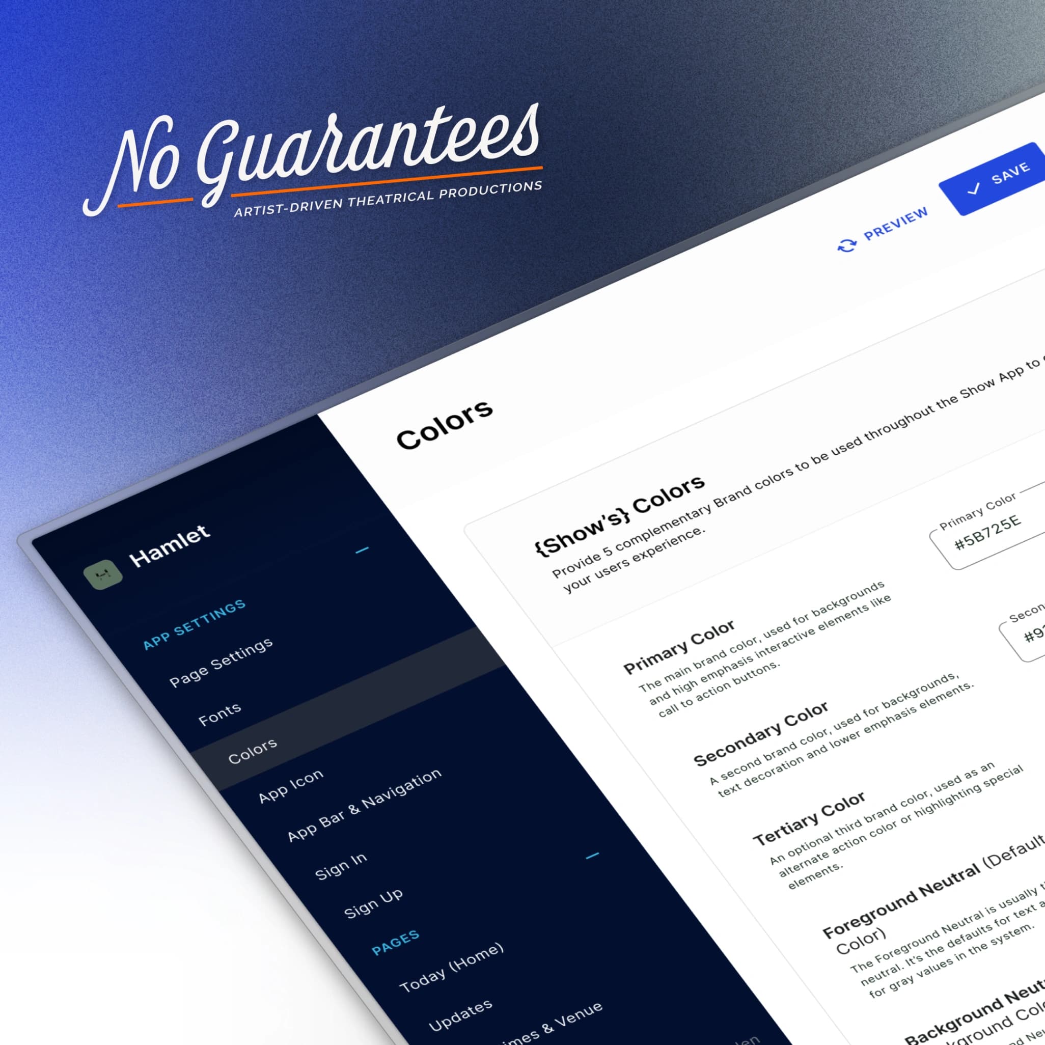 No Guarantees — Web Redesign & Broadway Companion App